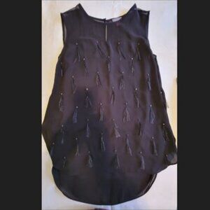 Vince Camuto Black Feather Sleeveless Blouse